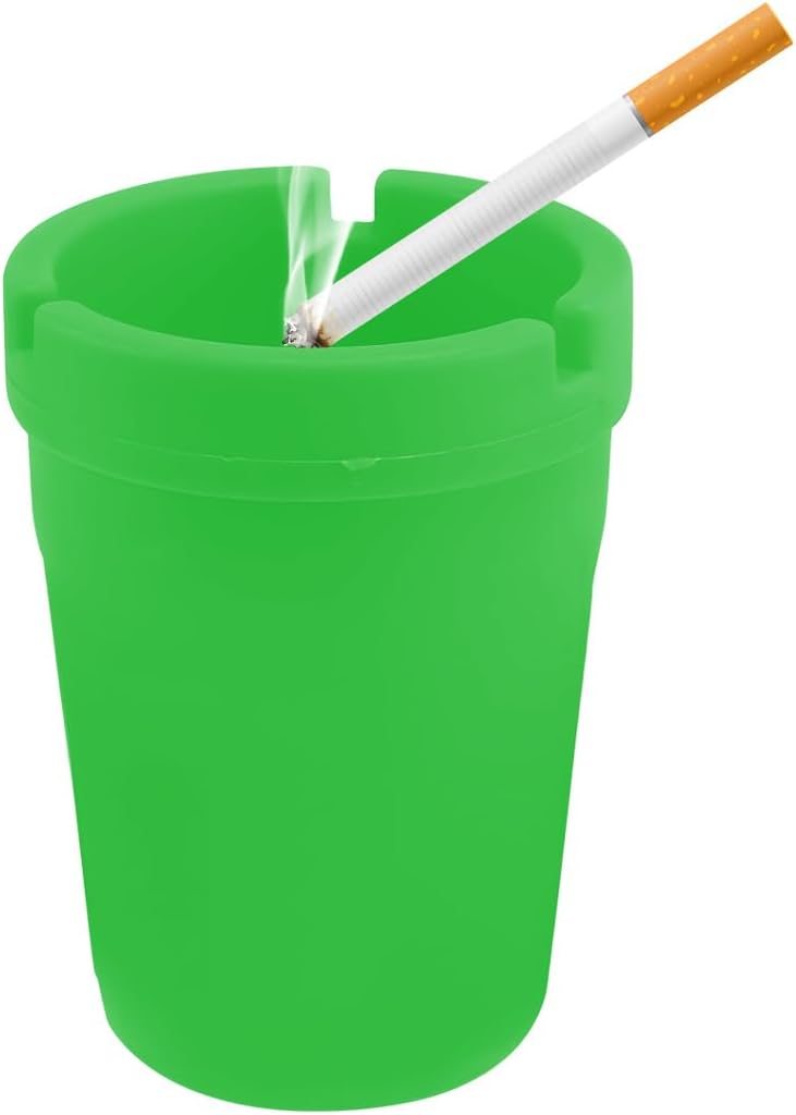 NYTKL Car Ashtray, Plastic Portable Smokeless Self-Extinguishing Vehicle Cigarette Trash Can Ash Tray, Universal Windproof Butt Bucket Ash Holder Organizer for Car Cup Holder (Green) - Image 1